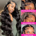 13x4 HD Transparent Lace Front Wigs For Women 34 Inch Body Wave Human Hair Wig 250% Density Pre Plucked Lace Frontal Wig