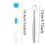 2PCS Tongue Brush and Tongue Scraper Combination - Respiratory Control Oral Cleaning Tool, Keeping Breath Fresh, Random Color