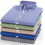 High Quality 100% Cotton Fashion Korena Popular Plaid Shirts for Men Slim Fit Formal Casual Shirt Trends Elegant Office Clothes