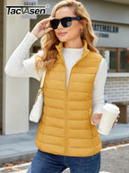 TACVASEN Puffer Padded Stand Collar Zip-up Vests Womens Warm Sleeveless Outdoor Waistcoats Quilted Lightweight Outwear Jackets