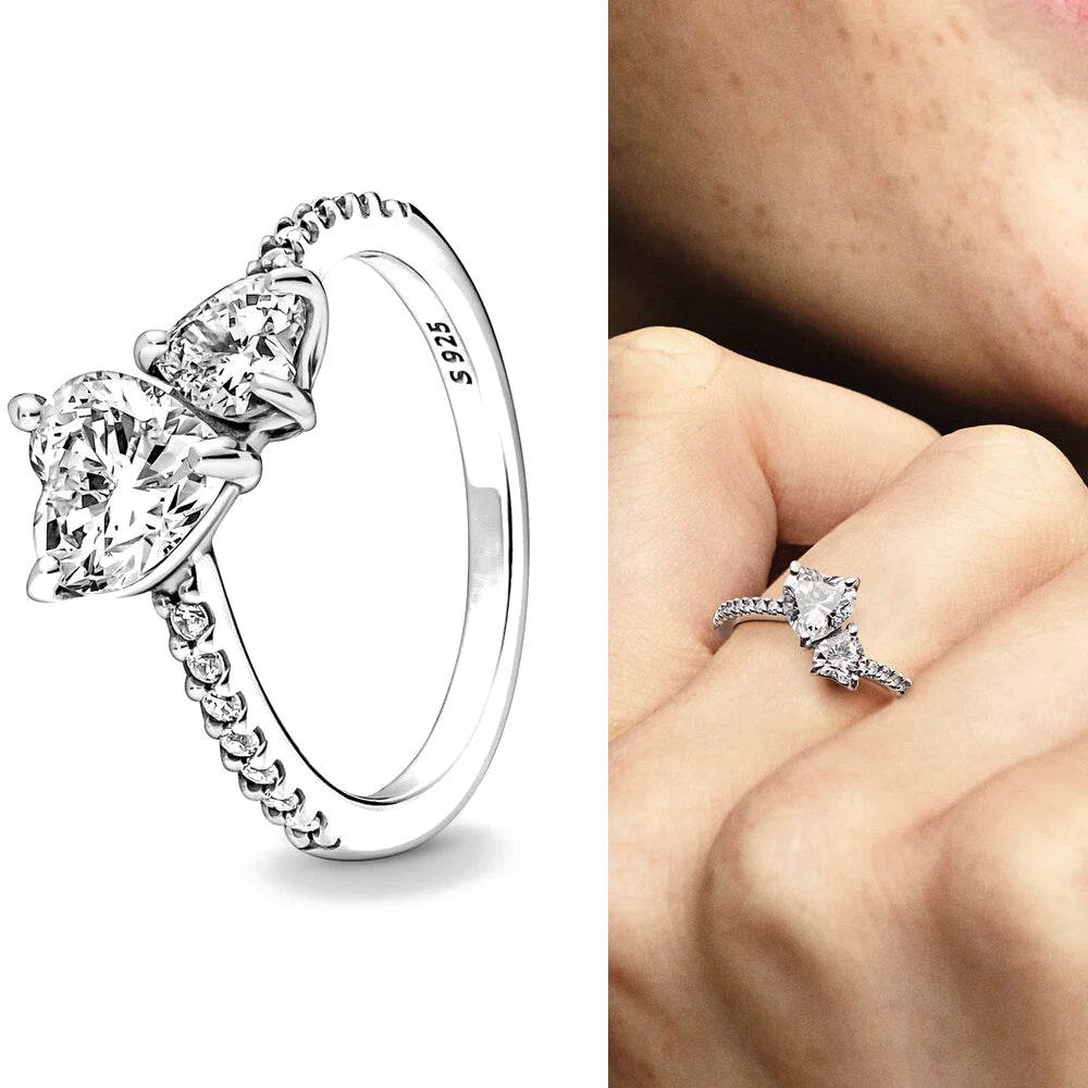 Hot Sale New 925 Sterling Silver Heart Flower Size 6789 Red Blue Pink Green Ring Women Rings Fine Jewelry Fashion Mother Day