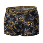 5-piece Set Of Black Gold Printed Men's Underwear Quick Drying Breathable Comfortable Elastic Casual Fashionable And Trendy