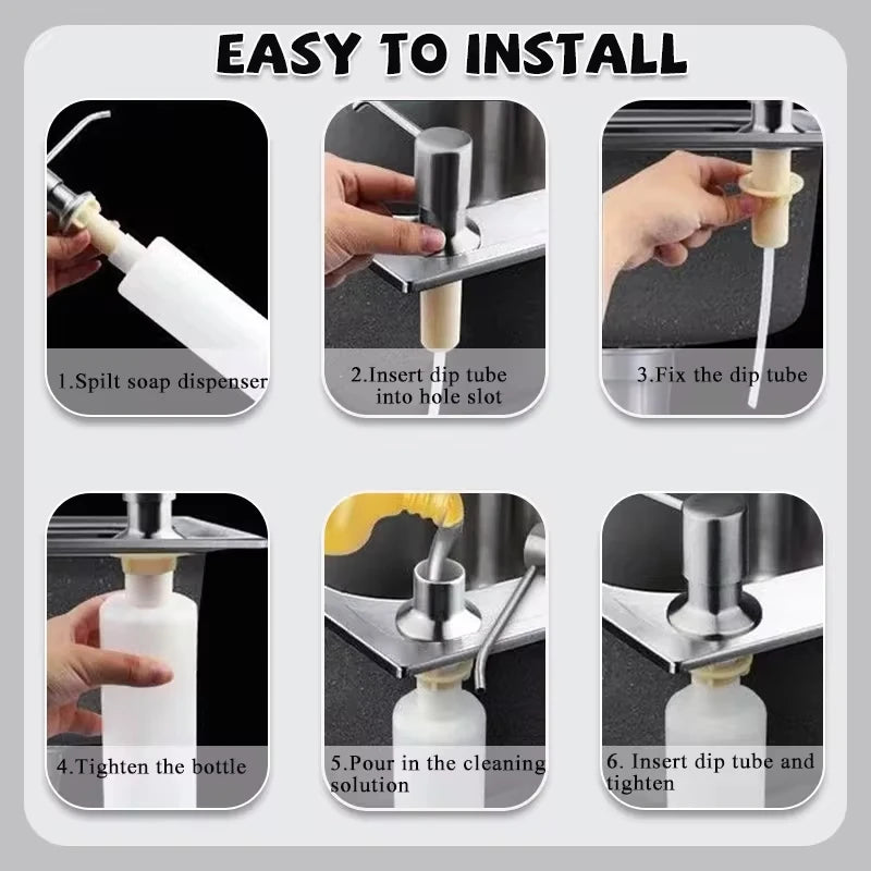 Stainless Steel Liquid Soap Dispenser Pump Kitchen Sink Hand Pressure Liquid Dispenser Kitchen Hardware Accessories