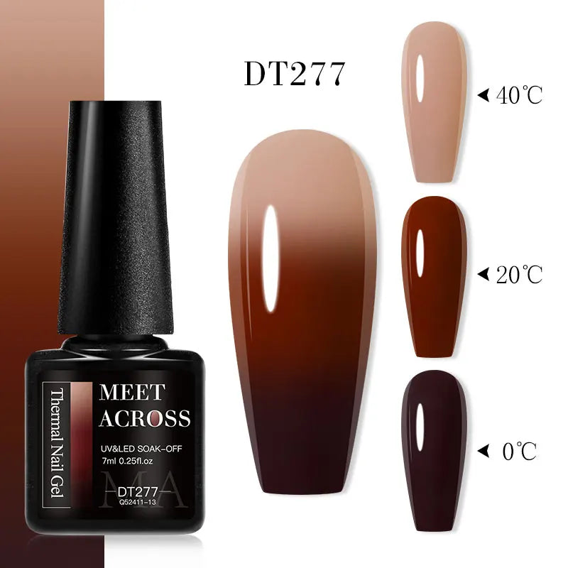 MEET ACROSS 75 Colors Thermal Nail Gel Polish 3 Colors Changing Nail Art Supplies for Manicure DIY Design Long Lasting UV/LED