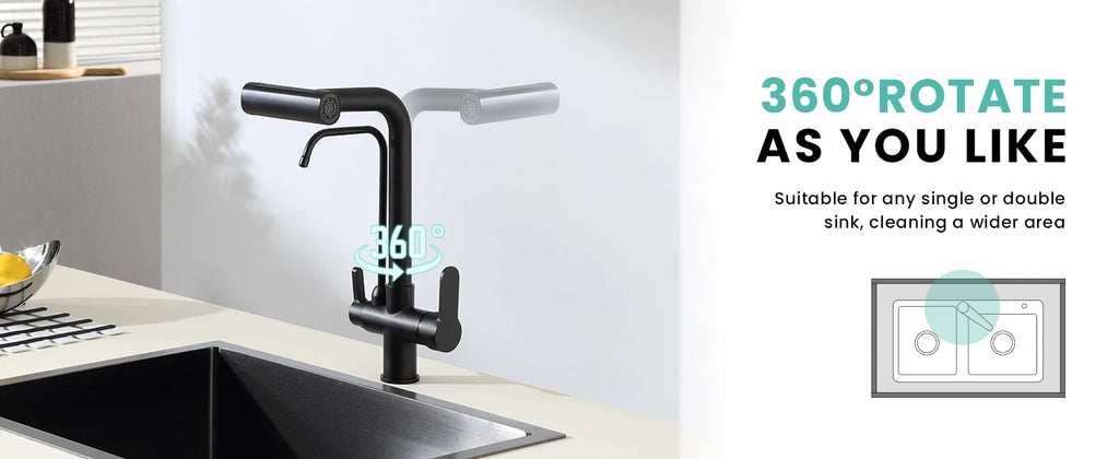 3 Way Pure Water Filter Kitchen Faucets Black Pull Out Filter Kitchen Sink Faucet Hot Cold Mixer Tap Pull Down Kitchen Faucet
