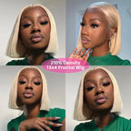13x4 13x6 Bob Wigs 613 Honey Blonde Lace Frontal Wig Brazilian Blunt Cut Straight Transparent Lace Front Wig Platinum Blond Colored Human Hair Wig Pre Plucked Thick Short Bob Lace Front Human Hair Wig 180 210 Density Free Shi