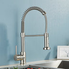 Brushed Nickel/Black Kitchen Faucet Single Handle High Arc Pull down Spray Sink Faucet with Lever Handle in Stainless Steelk