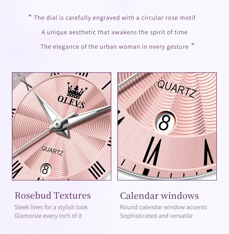OLEVS 5608 Retro Style Quartz Watch for Women Elegant Steel Strap Auto Date Waterproof Luminous Luxury Ladies Wristwatch