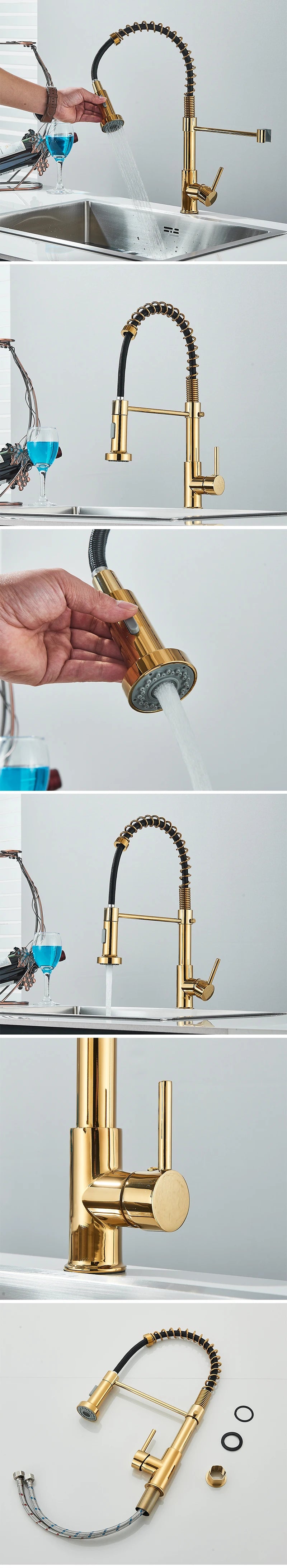 Shinesia Black Kitchen Faucet Stainless Steel Mixer Tap 360 Degree Rotation Stream Sprayer Nozzle Kitchen Sink Hot Cold Taps