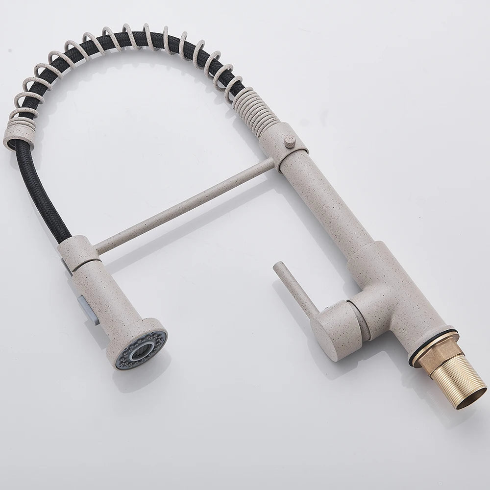 Kitchen Faucet Sink Faucet One Handle Spring Hot and Cold Water Tap Deck Mounted  Stream Sprayer Stainless Steel