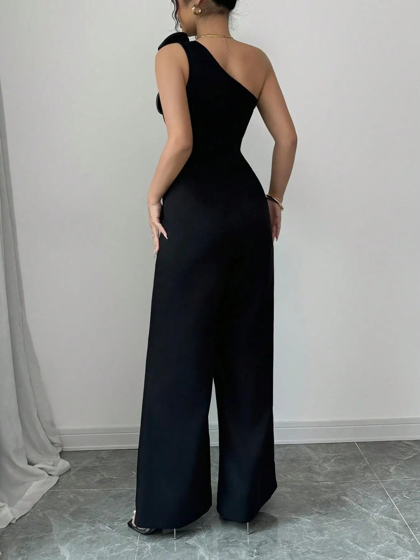 Elegant Women's Bodycon Jumpsuit, Sleeveless Backless Design, High Waist Ruched Detailing, Perfect for Parties & Events