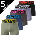 5-piece Set Of Men's Black Classic Elastic Waisted Underwear Quick Drying Comfortable Sporty Youth Trend Flat Corner Pants