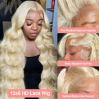 36 40 Inch 613 Honey Blonde Body Wave 250 Density 13x6 HD Lace Front Human Hair Wigs 13x4 HD Lace Frontal Wig for black women