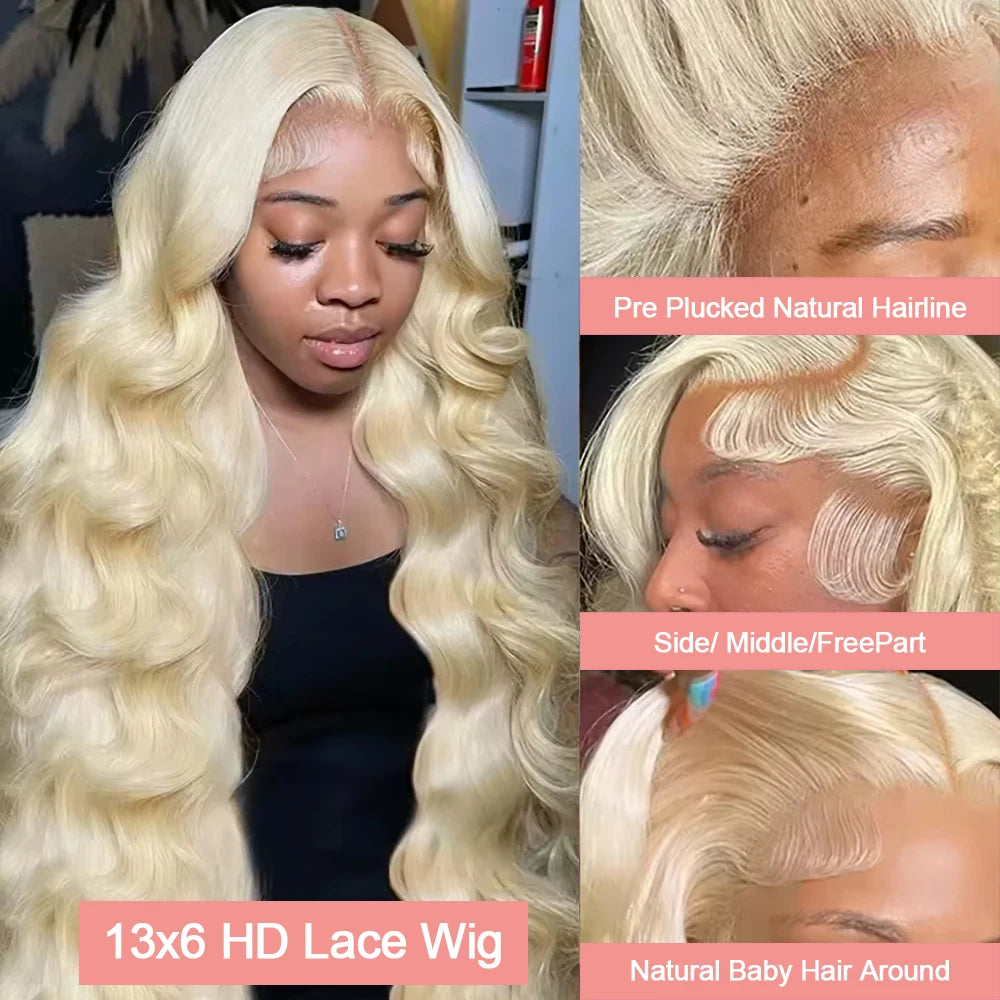 36 40 Inch 613 Honey Blonde Body Wave 250 Density 13x6 HD Lace Front Human Hair Wigs 13x4 HD Lace Frontal Wig for black women