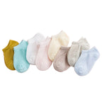 1Pair Summer Baby Short Ankle Socks Mesh Thin Cotton Unisex Solid Color Hollow Toddler Random Color