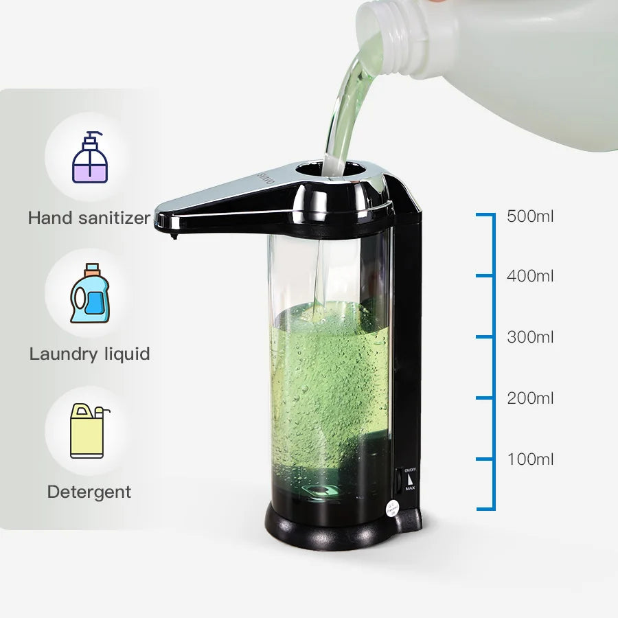 SVAVO Automatic Soap Dispenser Compact Sensor Pump Adjustable Soap Dispensing Volume Control Battery Operated 500Ml For Kitchen