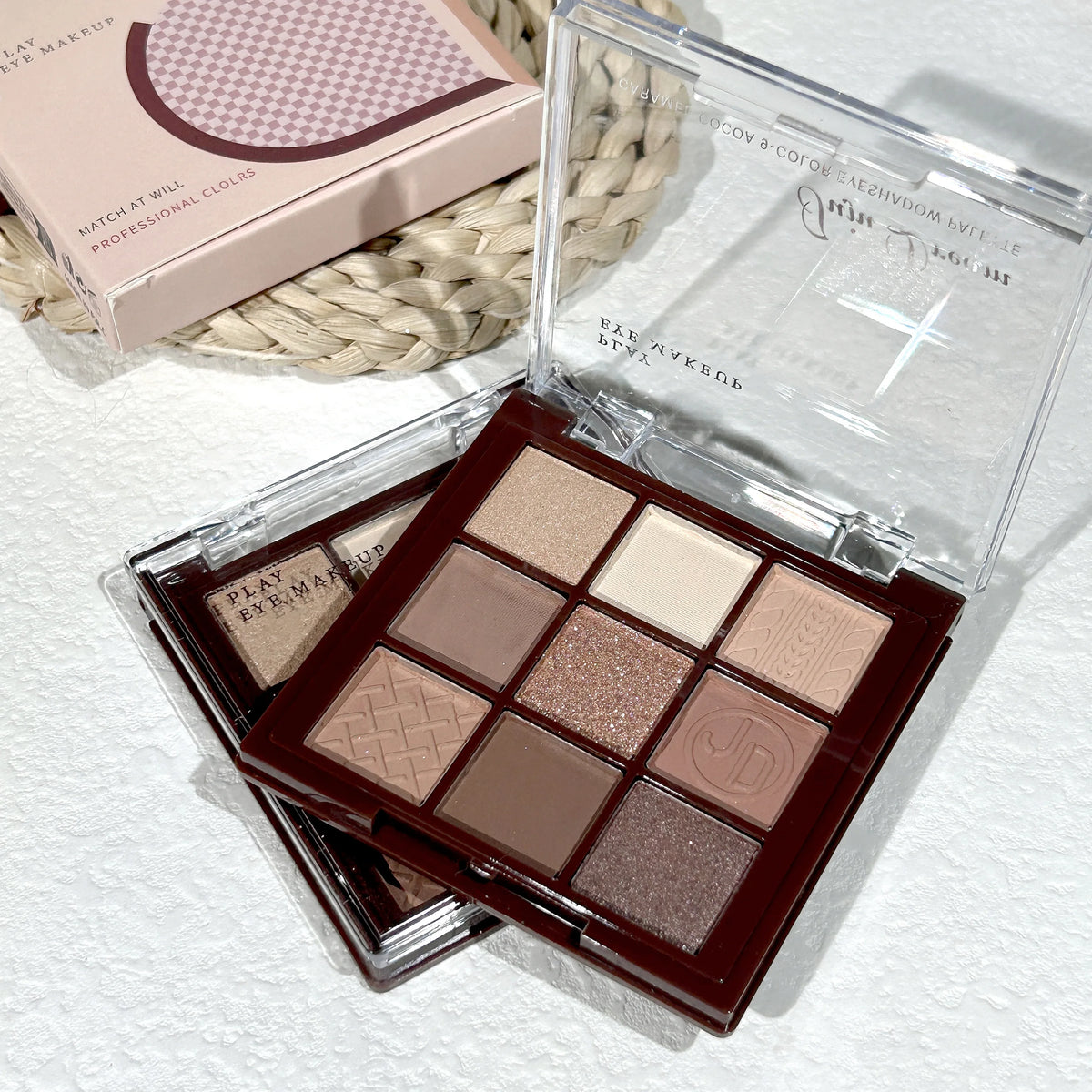 Chocolate Brown Eyeshadow Palette 9 Shades Matte Shimmer Long Wearing Cruelty Free Makeup