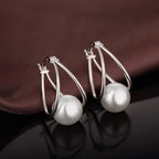 CAOSHI Simple Elegant Hoop Earrings with Simulated Pearl Female Graceful Jewelry for Engagement Daily Party Accessories Gift