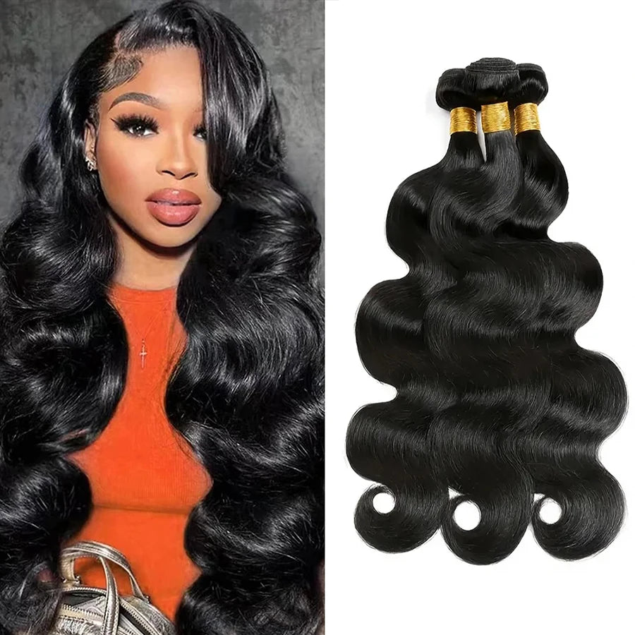 Body Wave Bundles Human Hair Brazilian Hair Weave Bundles Natural Black Human Hair Extensions 3 PCS Bundles