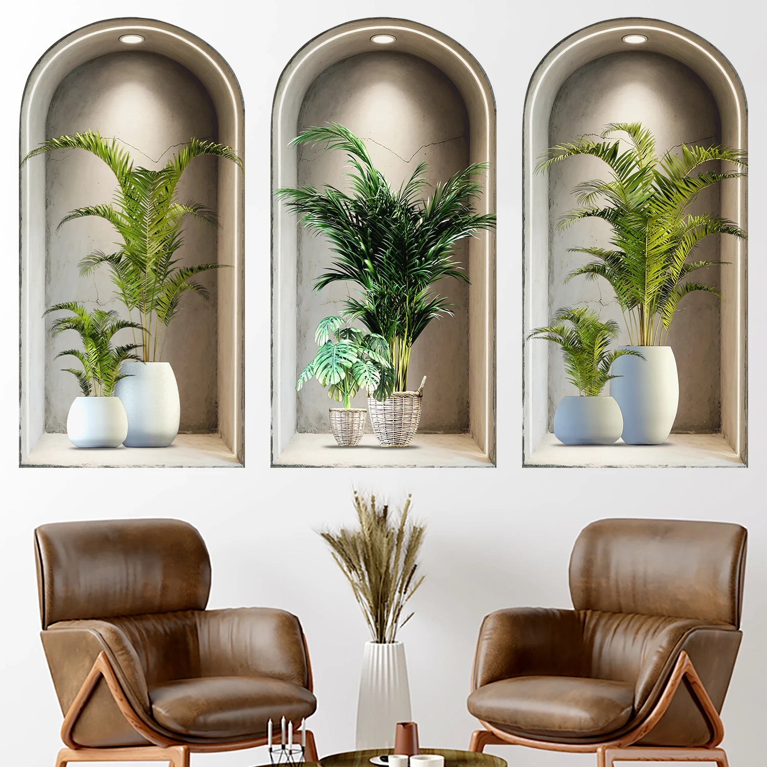 18 Styles Simulated Archway Niche Potted Plant Painting Wall Stickers Bedroom Living Room Hall Peel & Stick Art Mural Decals