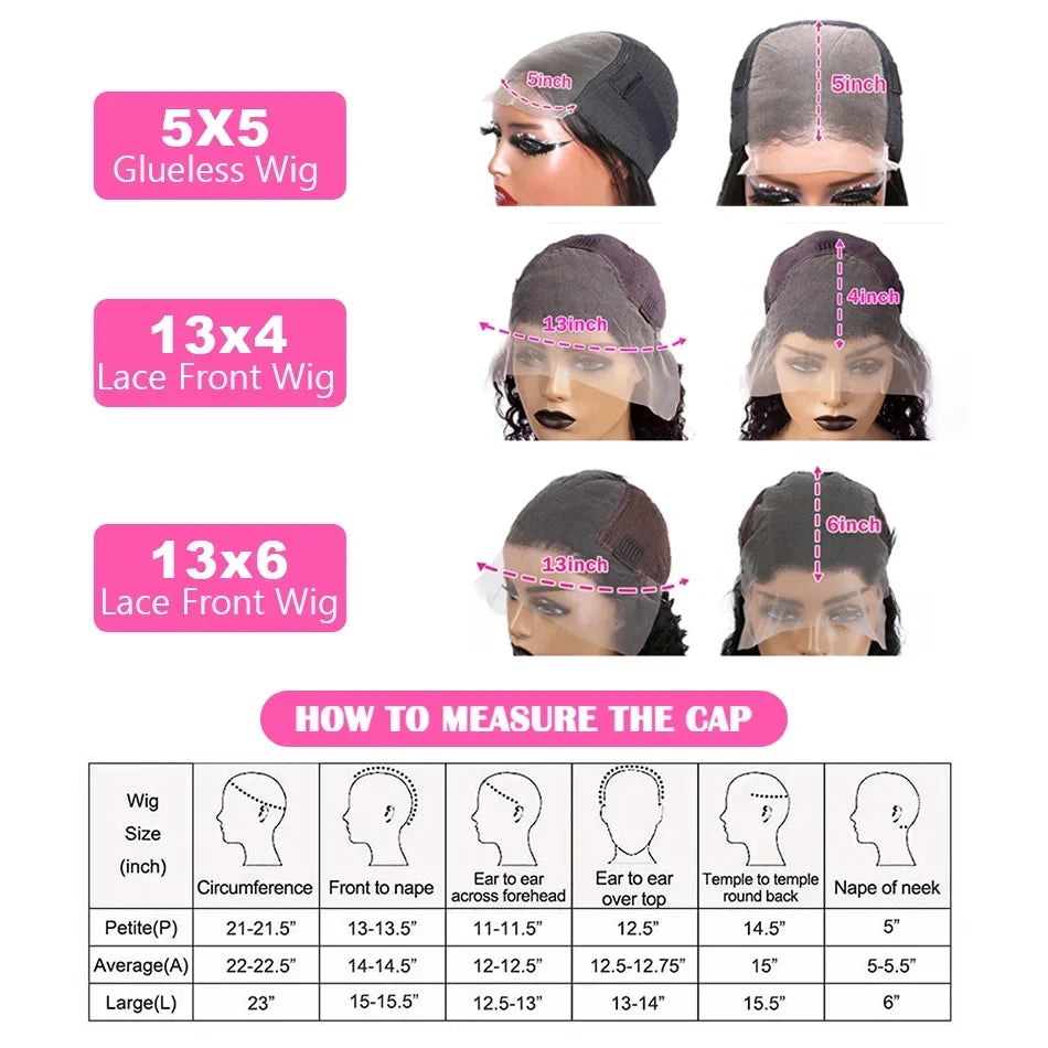 250 Density 100% Human Hair Body Wave 5x5 Glueless Lace Frontal Wigs 13x6 HD Lace Front Wig 40 Inch 13x4 Brazilian Black Clourse
