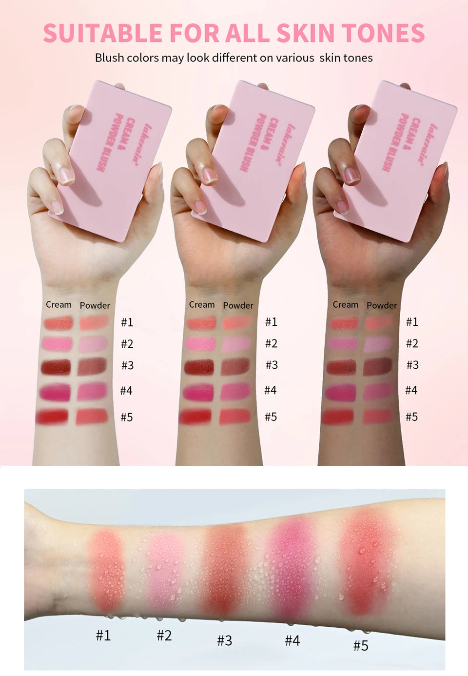 2Color Blush Cream and Brush Powder Long-lasting Wearing High Pigment Natural Matte Blush For Girl Blush Cosmtics