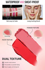 2IN1 Creme & Powder Blush Matte Natural Blush Eye Makeup Palette Long Lasting High Color Rendering Bright Pinky Patrick Ta Blush