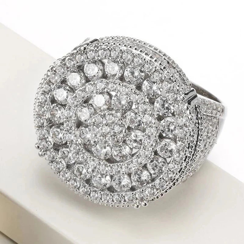 European and American Trendy Inlaid Crystal Women Men's Rings Banquet Fashion Business Ring Jewelry