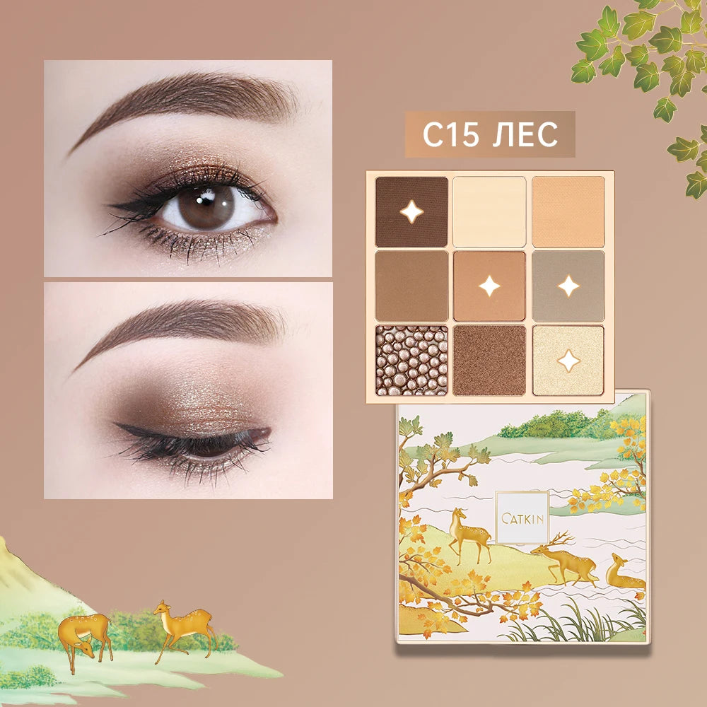 CATKIN Eyeshadow Palette, Matte Shimmer 9 Colors, Highly Pigmented, Creamy Texture, For Halloween Cosplay & Gothic Party Makeup