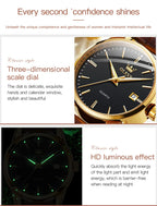 OLEVS 6898 Womens Watch Original Fashion Brand Quartz Wristwatch Waterproof Luminous Leather Strap  Dual Calendar Ldies Watch