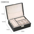 1 pcs PU leather jewelry box, double-layer wooden jewelry box, princess jewelry storage box, makeup box
