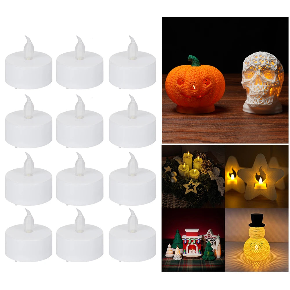 For Bambu Lab LED Flame Tea Light Candle Set 3D Printing Model for Bambulab Creality Elegoo 3D Printer Accessories KC008/KC017