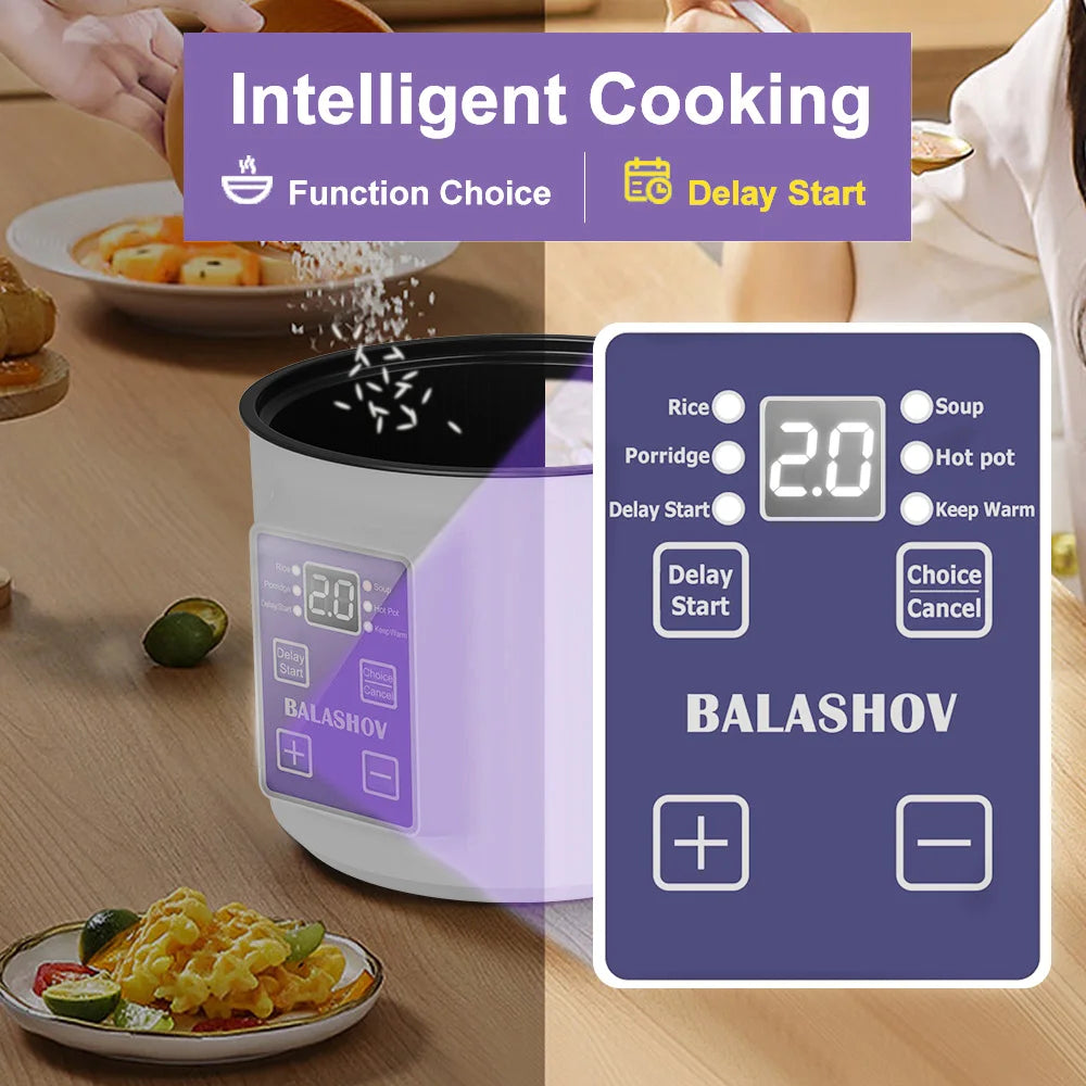 Mini Electric Rice Cooker Double Layer Multi Cooker Non-Stick Smart MultiCooker Electric Cooker Steamed Rice Pot for Home
