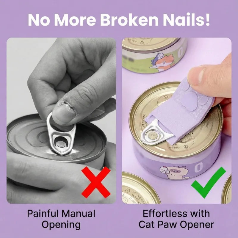 Cute Cat Paw Pet Food Can Opener Easy Ring Pull Opener Tool for Cat Dog Canned Food Protect Nails Ergonomic Kitchen Accessories