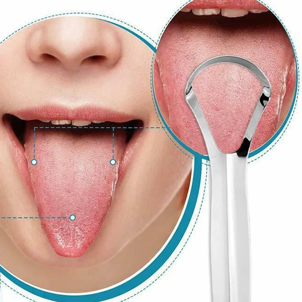 Halitosis Tongue Coating Tongue Scraper Stainless Steel Cleaning Remover Tongue Coated Brush Scraping Tongue Oral Hygiene Tools
