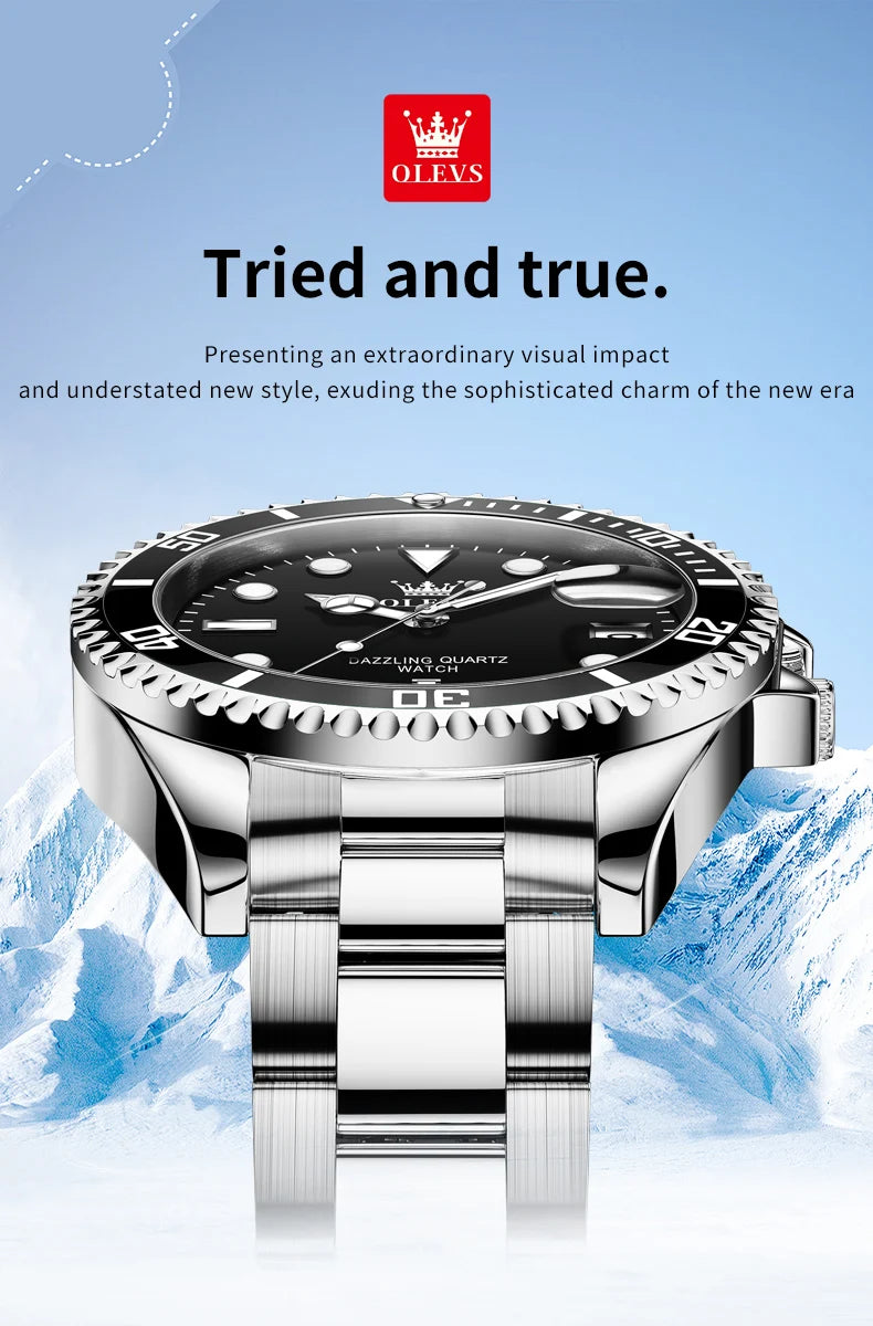 OLEVS Watches 5885 Mens Watch Original High Quality Quartz Watch Waterproof Luminous Calendar  Watches For Men Box Gifts Reloj