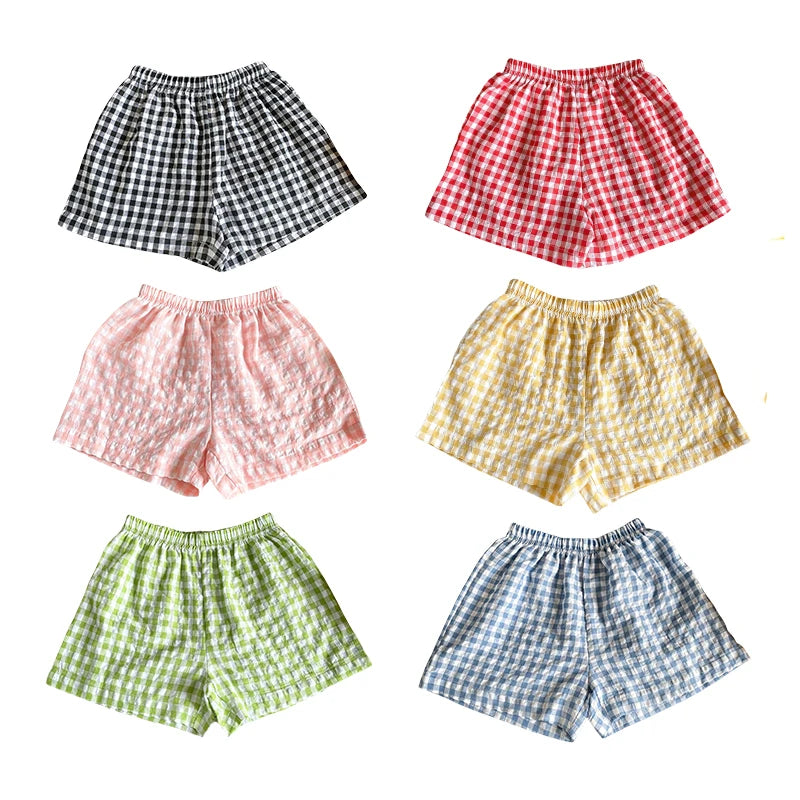 Stylish Korean 2026 New Toddler Plaid Baby Girls' Summer Shorts Breathable Comfortable Cool Boys Summer Beach Shorts