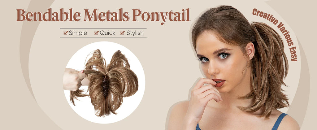 SARLA Synthetic Diy Claw Clip In Ponytail Extension Hairpiece Hair Bun Fake Blonde Hair False Pigtail for Women