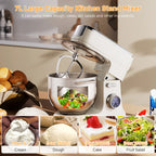 BioloMix 7L Food Mixers for Baking, 1200W DC Motor Stand Mixer, with Dough Hook, Whisk & Beater, Meat Grinder Attachment