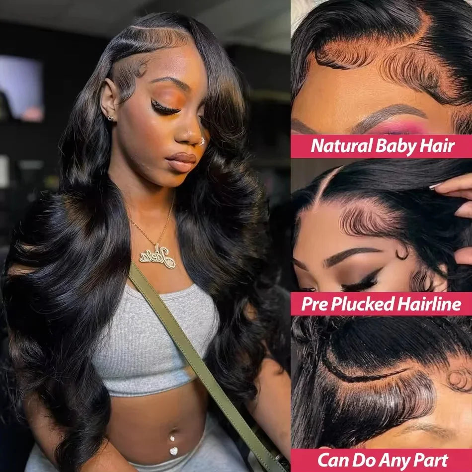 250 Density 100% Human Hair Body Wave 5x5 Glueless Lace Frontal Wigs 13x6 HD Lace Front Wig 40 Inch 13x4 Brazilian Black Clourse