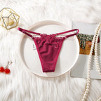 Lace G-String Sexy Lingeries For Women Thin Strappy Floral Hollow Out T-Back Female Temptation Intimates Solid Ribbed Undearwear
