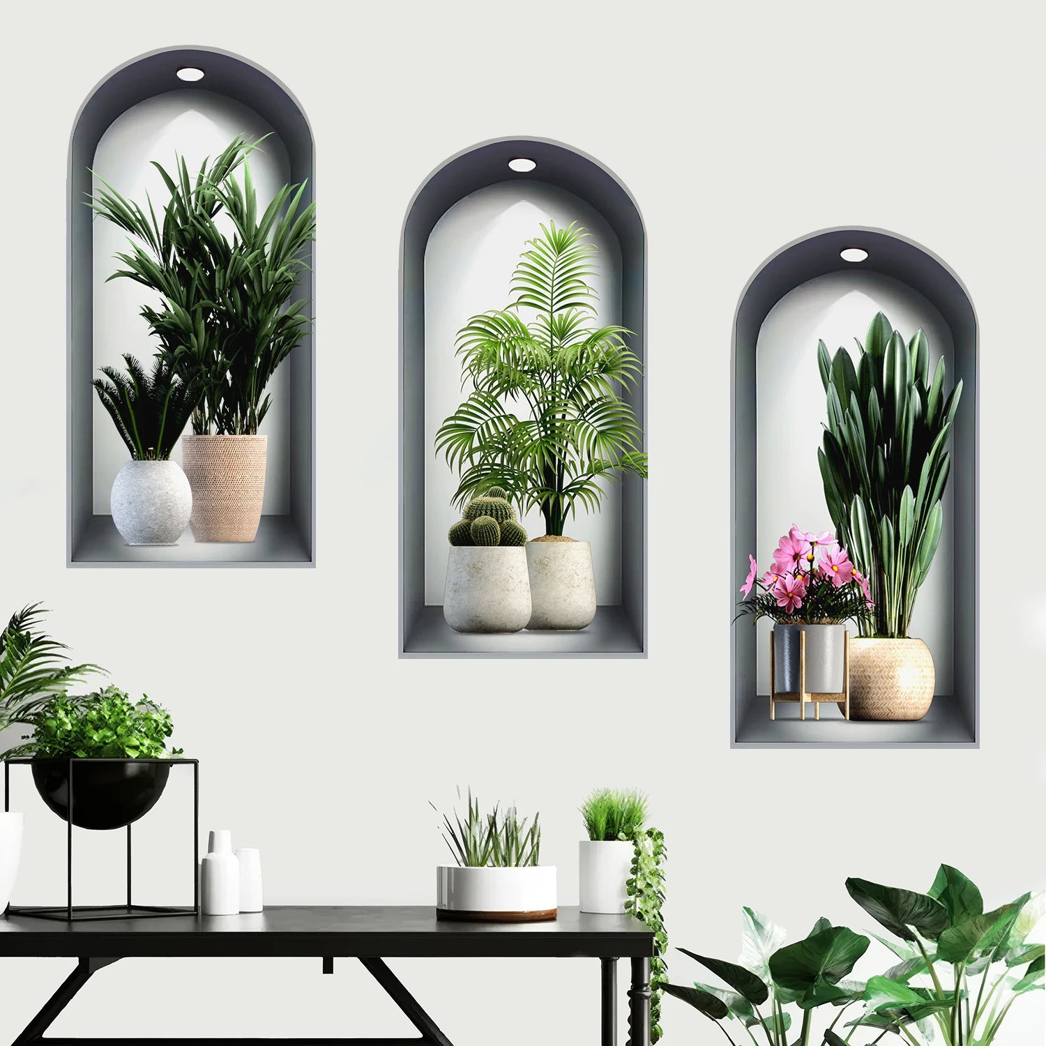 18 Styles Simulated Archway Niche Potted Plant Painting Wall Stickers Bedroom Living Room Hall Peel & Stick Art Mural Decals
