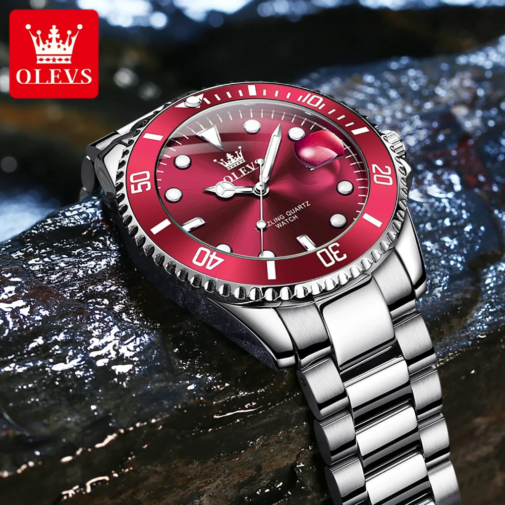OLEVS Luxury Sport Man Watch Military Waterproof Luminous Date Week Men Watch Stainless Steel Quartz Men's Watches Male Clock