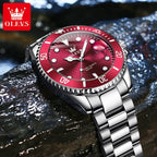 OLEVS Luxury Sport Man Watch Military Waterproof Luminous Date Week Men Watch Stainless Steel Quartz Men's Watches Male Clock