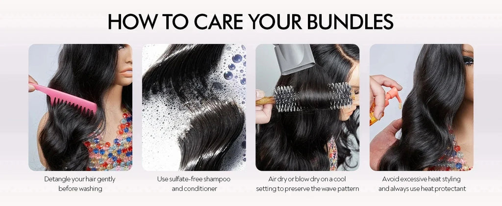 Loose Deep Wave Human Hair Bundles Unprocessed Brazilian Virgin Remy Curly Hair Extension Natural Black Color for Women