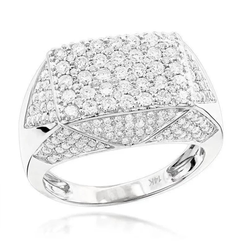 Ofertas Hip Hop Style Trendy Men Rings Copper Ring Iced Out Bling Pave Cubic Zirconia Geometry Ring Charms