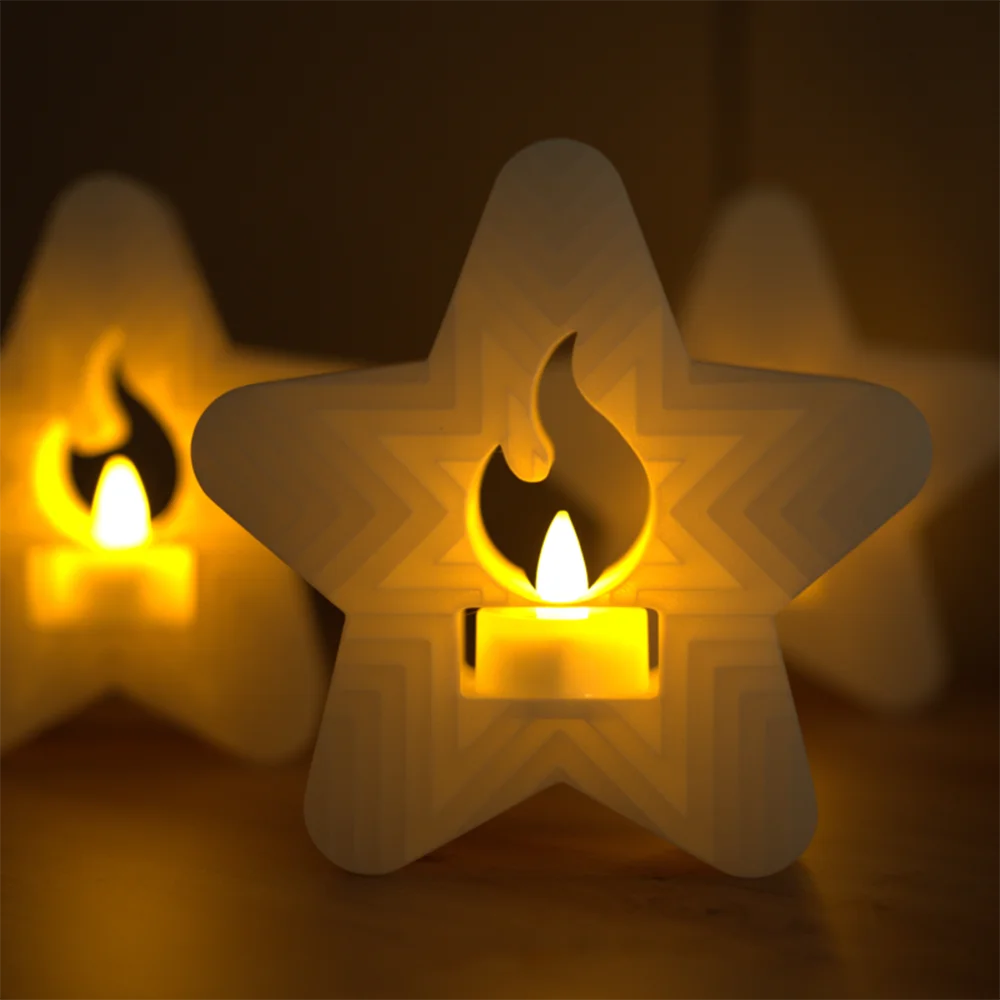 For Bambu Lab LED Flame Tea Light Candle Set 3D Printing Model for Bambulab Creality Elegoo 3D Printer Accessories KC008/KC017