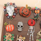 Baroque Luxury Pumpkin Skull Design Brooch for Men and Women, Halloween Jewelry, Fashion Accessories, and Party Gifts