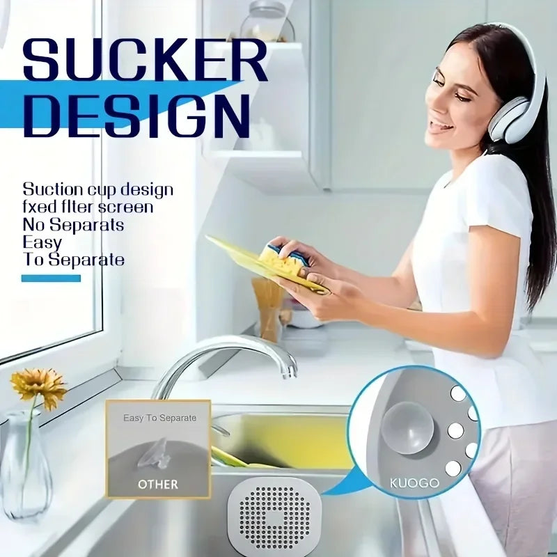 2 Pack Hair Catcher Brush+Strainer Anti-Clog Drain Stopper Shower Plug Anti-Odor Sink Parts Reusable Easy Install
