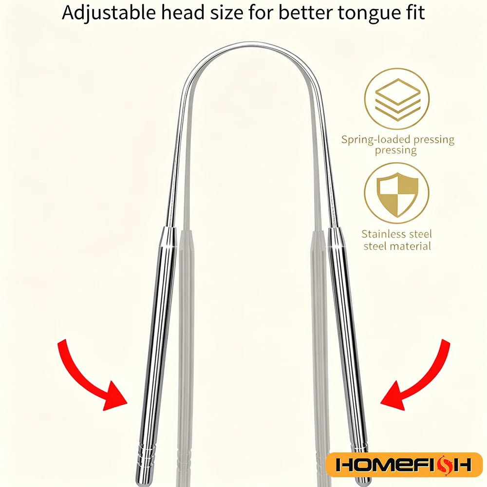 2pcs Stainless Steel Tongue Cleaners Gum Tongue Scraper for Adults Boys and Girls Tongue Care Tools Metal Tongue Scrapers family